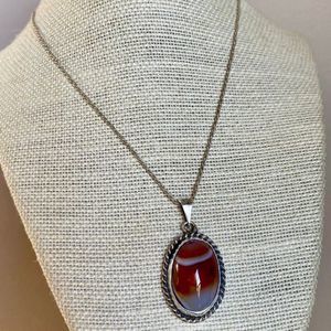 TAXCO Southwest Sterling Silver Tigers Eye Necklace